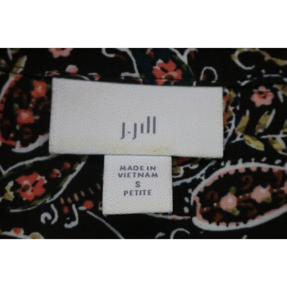 J. Jill Long Sleeve Button Down Tunic Top-Size Small/Petite-Brown Orange Paisley - Picture 3 of 7